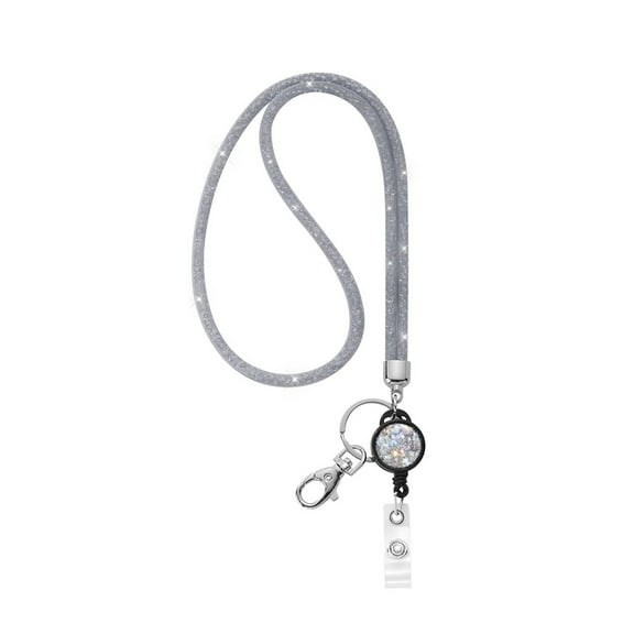 Rhinestones Lanyard Necklace For Key And Badge Holder Sparkling Neck Lanyards for Keychain Necklace Retractable Lanyard
