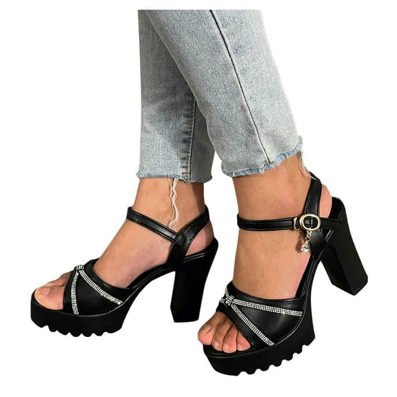 Rhinestones Platform Dressy Sandals for Women Bride Wedding Glitter Rhinestones High Heel Dress Pumps