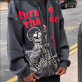 thumbnail image 1 of Rhinestones Spider Web Skeleton Print Black Y2k Goth Long-sleeve Full Zip Hoodies Oversized Jacket American Fashion Hot-selling, 1 of 6