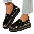 thumbnail image 1 of Rhinestones Studded Platform Fashion Sneakers Walking Shoes for Women Punk Sparkly Chunky Slip on Flatform Loafers, 1 of 8