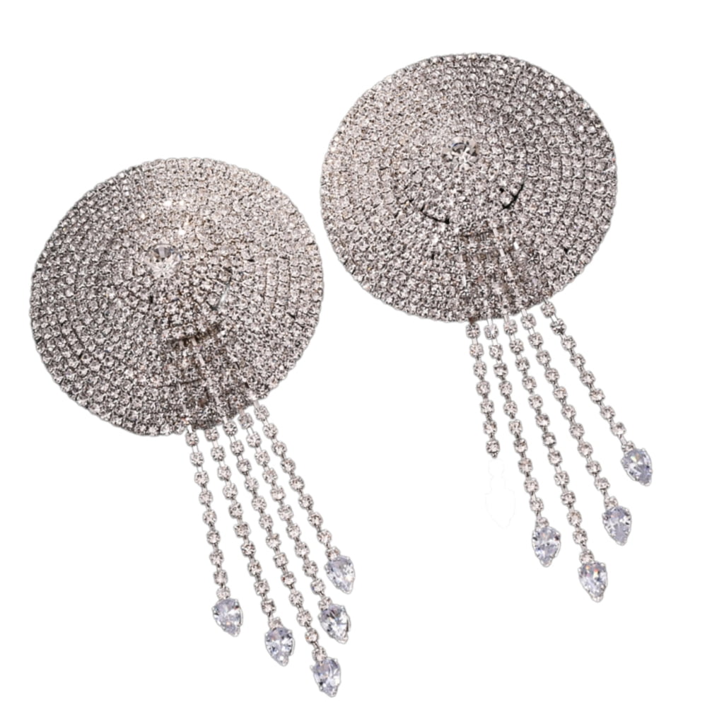 Rhinestones Tassels Nipple Covers Body Chain Adhesive Reusable Pasties ...