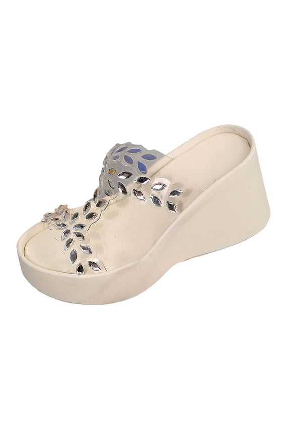 Rhinestones Wedges Heels for Women Dressy Sparkly Open Toe Strappy Platforms Arch Fit Beach Vacation Walking Sandals Multicolor Women Sandal