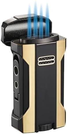Visol Rhino 2.0 Quad Flame Torch Lighter – Windproof, With Cigar Rest & Punches