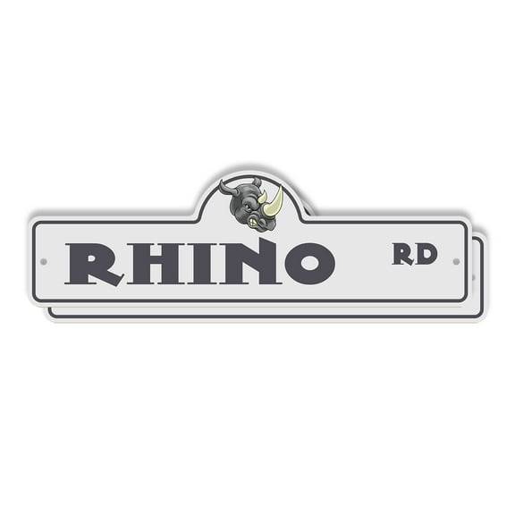 Rhino (2 Pack) Plastic Street Sign - 7 Inch X 20 Inch Gift Animal Wildlife Exotic Safari Large Nature Zoo Tough Decor Outdoors Symbol