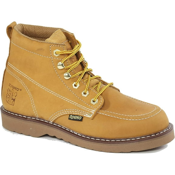 Rhino 62M26 6 inch Moc Toe Leather Work Boot - Tan 6.5