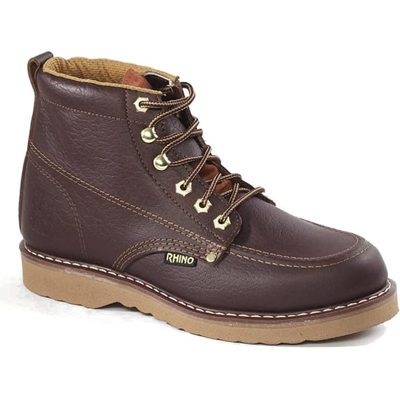 Rhino 62M28 6 inch Moc Toe Leather Work Boot - Brown