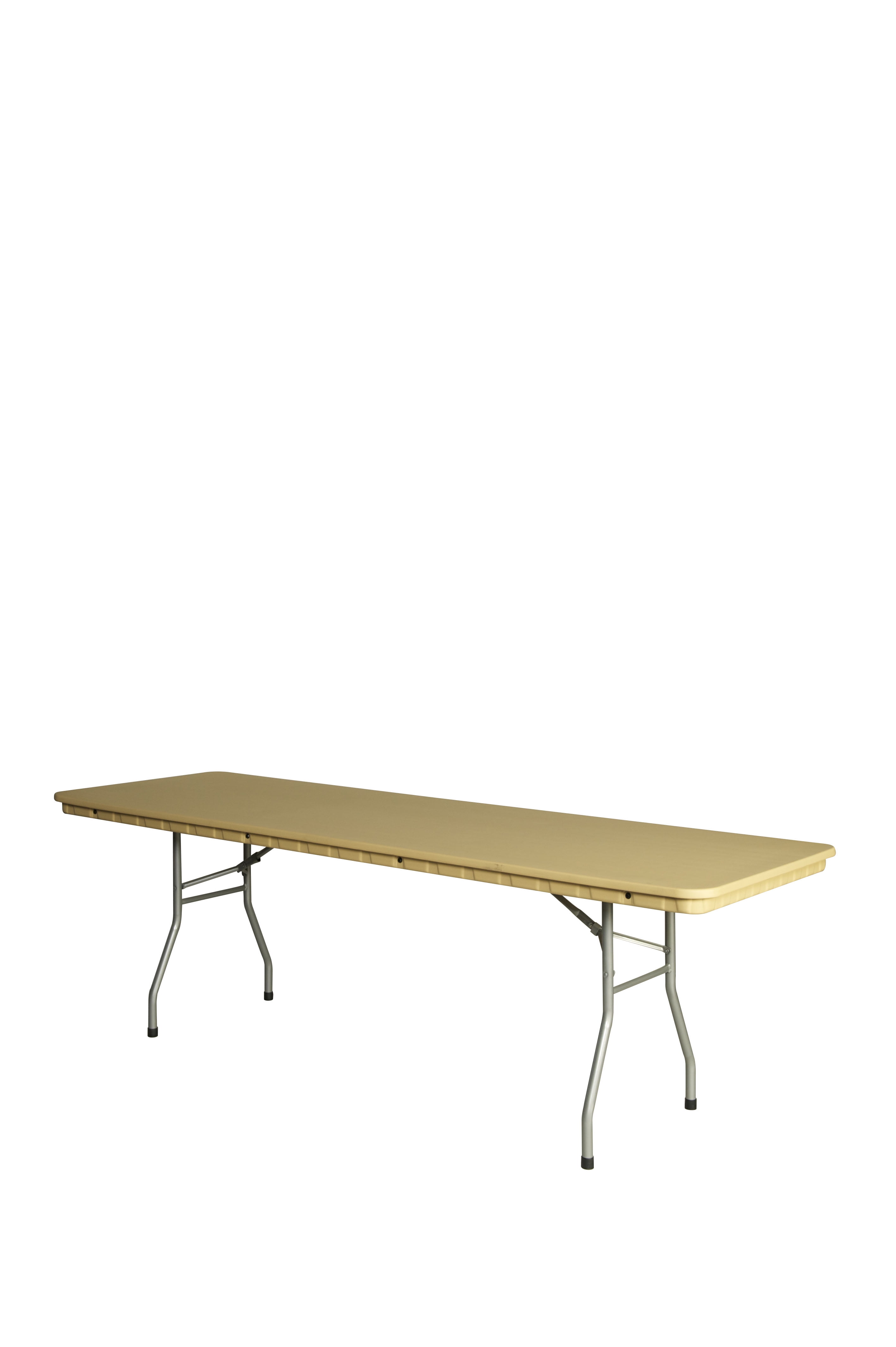 Tan Heavy-Duty Resin Banquet Table with Steel Legs, 8' x 30"