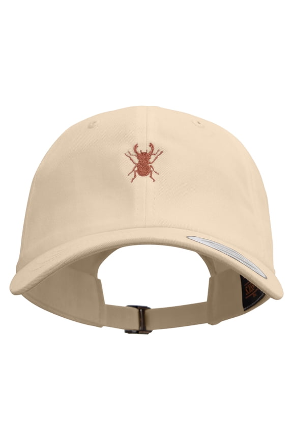 Rhino Beetle Symbol Embroidered Dad Style Unstructured Low Profile 6 panel Cotton Cap - Khaki OSFM