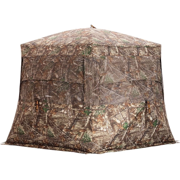 Rhino Hunting Low Hub Blind with Silent Slide Windows - Mossy Oak Country