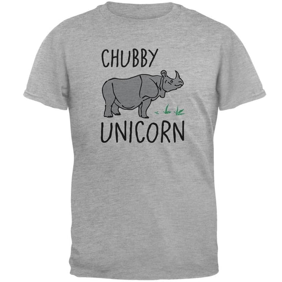 Rhino Chubby Unicorn Doodle Mens Soft T Shirt Heather MD
