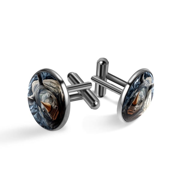 Rhino Elegant Business Attire: Stainless Steel Men's Cufflinks Set for Versatile Wardrobe Options