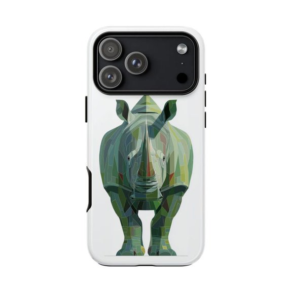 Rhino Green Vector Geometric Case 17 16 15 14 13 12 11 Pro Max H01378