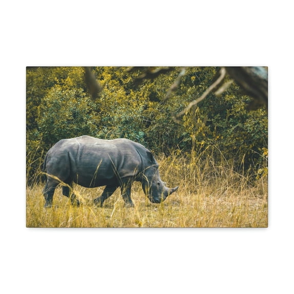 Rhino Hunting Rhino on Hunt Print Animal Wall Art Wildlife Canvas Prints Wall Art Ready to Hang Unframed