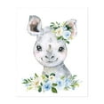 thumbnail image 1 of Rhino, Jungle Animals, Safari Animals, Blue Flowers, Boy Nursery - Illustration Watercolor Animal Floral Whimsical Unframed Wall Art Print 24 x 30 inches, 1 of 13