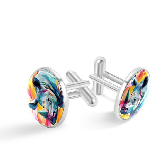 Rhino Men's Cufflinks for Dress Shirts Made of Stainless Steel for Business and Formal Events