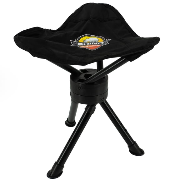 Rhino Outdoors Polyester Three Legged Swivel Stool, 23 in, Black