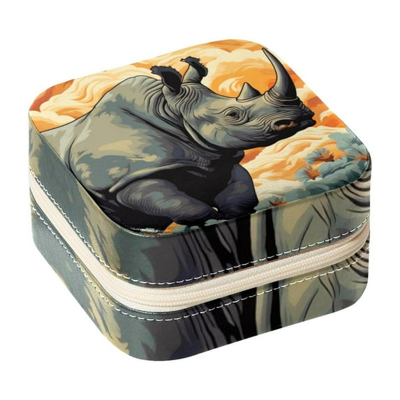 Rhino Portable Square Jewelry Box Earrings Necklaces Bracelets Organizer for Girls and Women