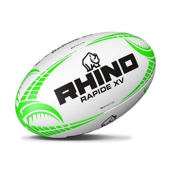 Rhino Rapide XV Rugby League Union Training Ball White/Green - 4