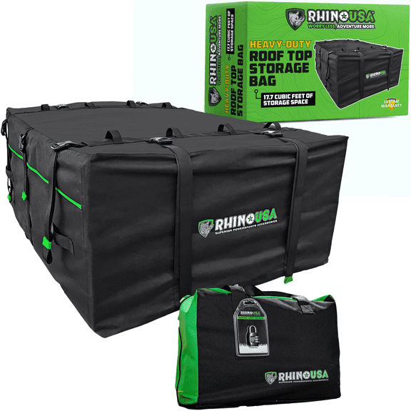 Rhino USA Heavy Duty Waterproof Rooftop Cargo Carrier 17.7 Cubic Feet