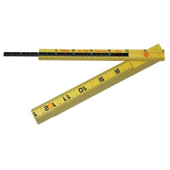 Rhino Rulers Folding Carpenters Ruler 6 Length with 6 Sliding Extension - 55160