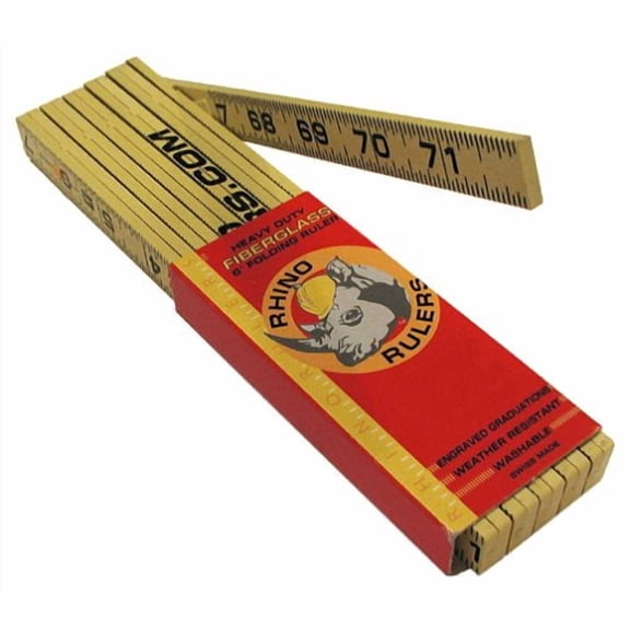 Rhino Rulers Folding Modular Brick Spacing Ruler 6' Length - 55120