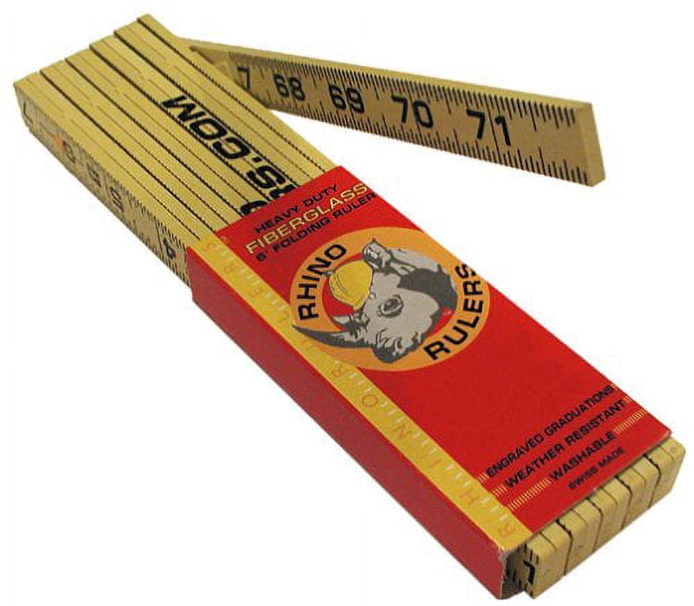 Rubin's Ruler Rhino Rulers Folding Outside Reading Carpenter's Ruler 6' Length ...