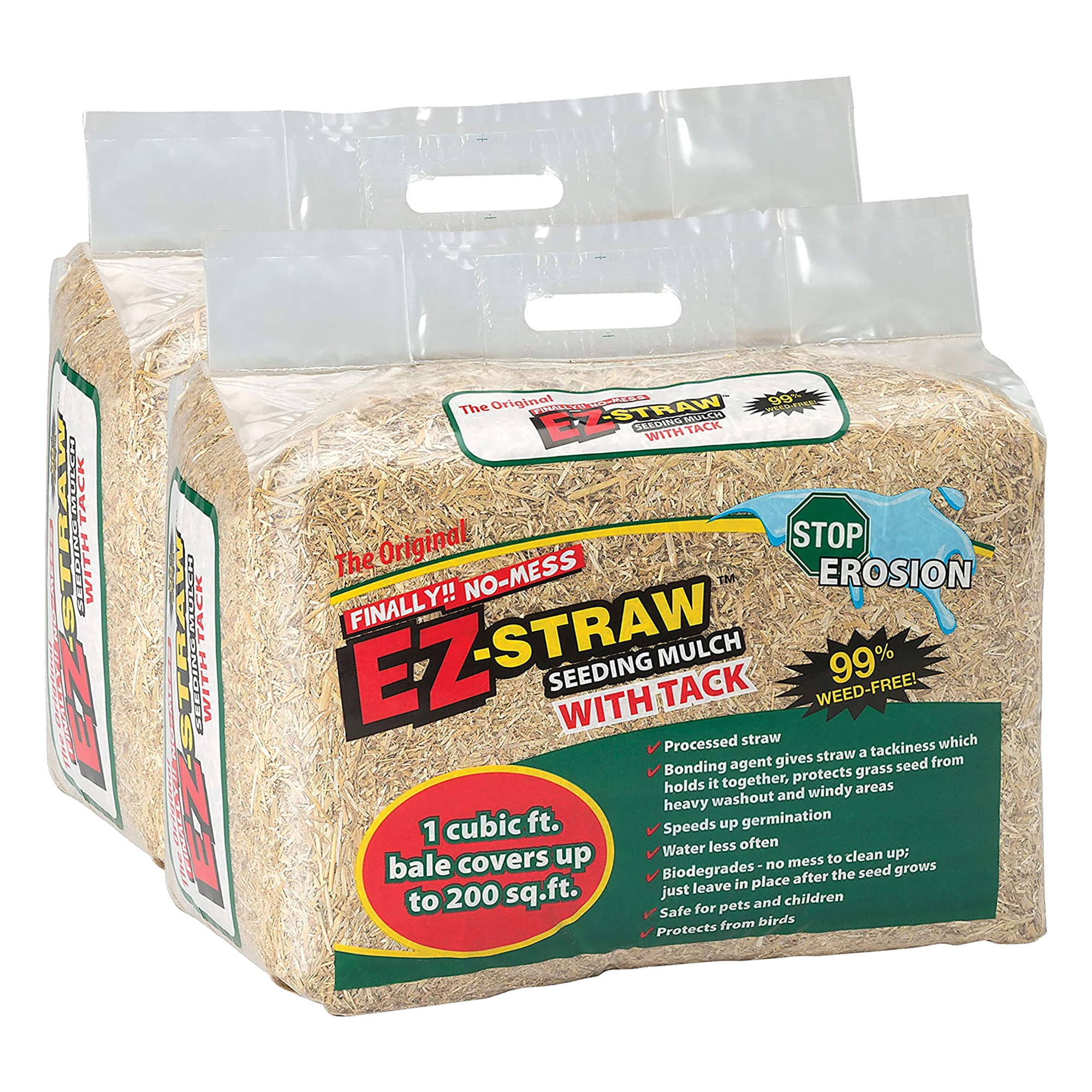 Rhino Seed EZ Straw 1 Cu Ft 200 Sq. Ft. Seeding Mulch Bale w/Tack, (2