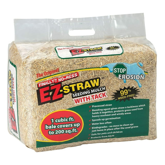 Rhino Seed EZ Straw 1 Cu Ft Seeding Mulch Bale with Tack, 200 Sq Ft