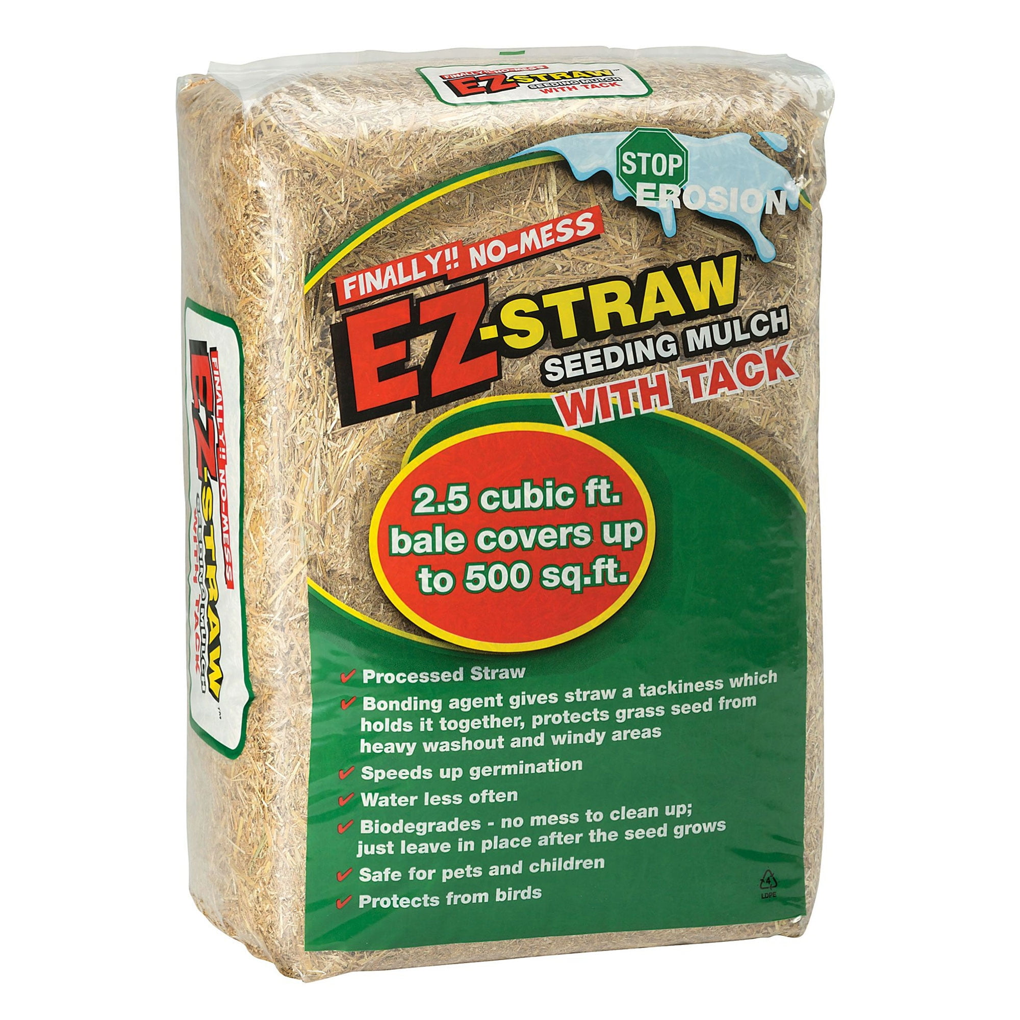 Rhino Seed EZ Straw 2.5 Cu Ft Seeding Mulch Bale with Tack, 500 Sq Ft