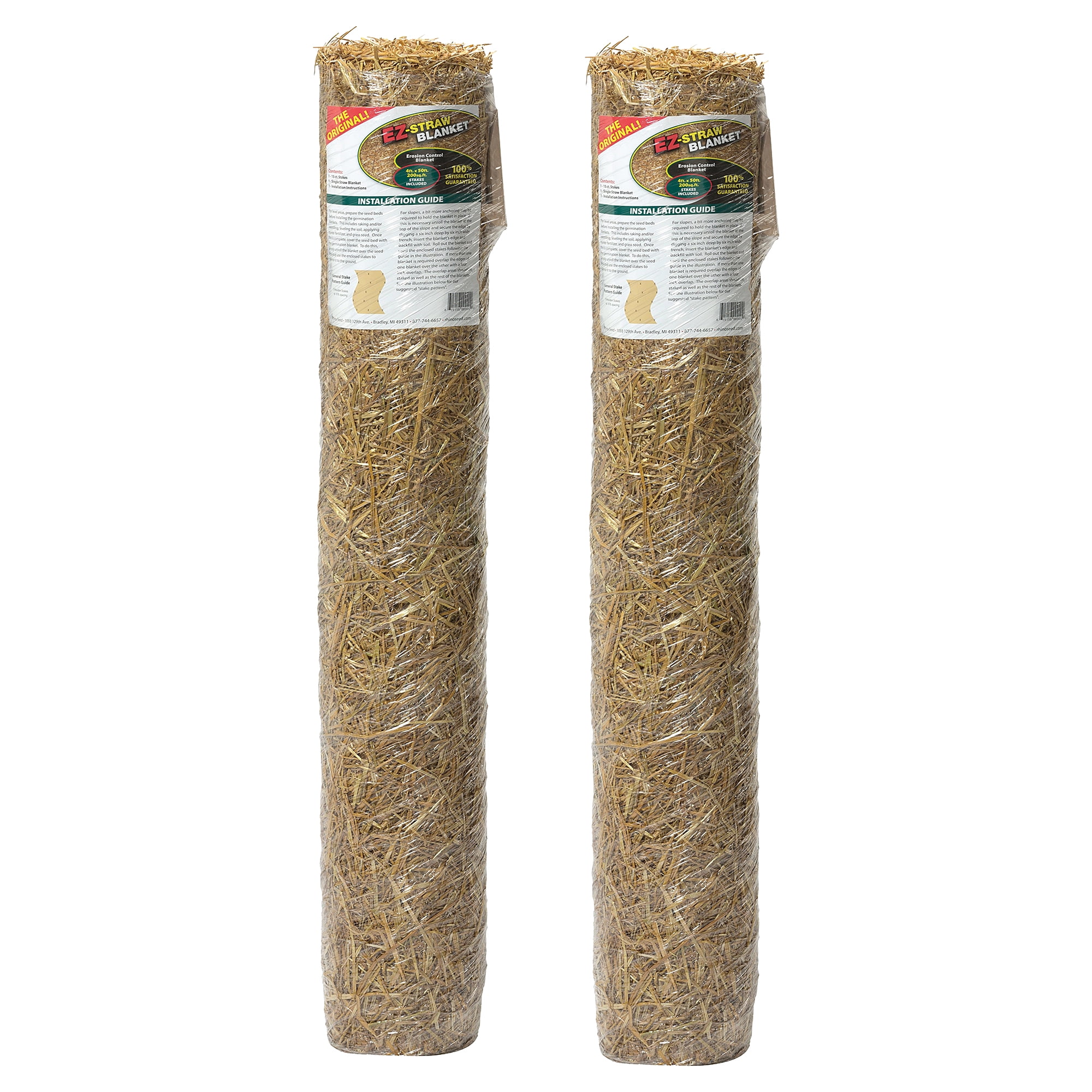 Rhino Seed EZ Straw Erosion Control Processed Straw Blanket (2 Pack