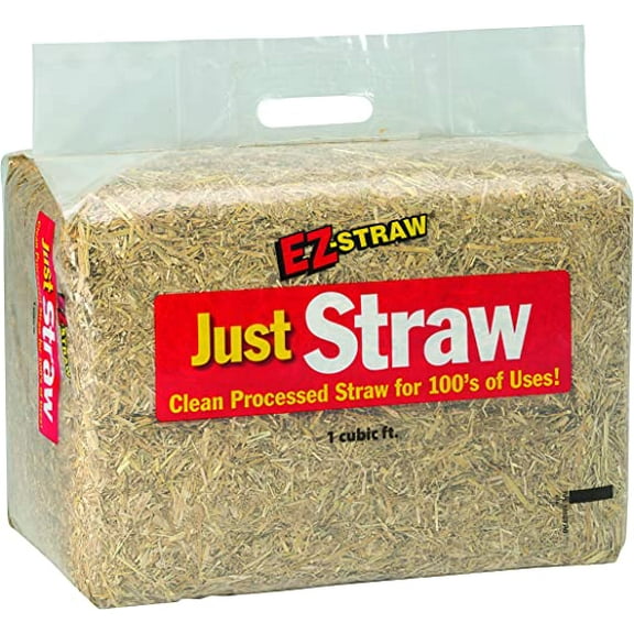 EZ-STRAW Just Straw All-Purpose Clean Processed Straw Bale, 1 cu. ft. (Covers 200 sq. ft.)
