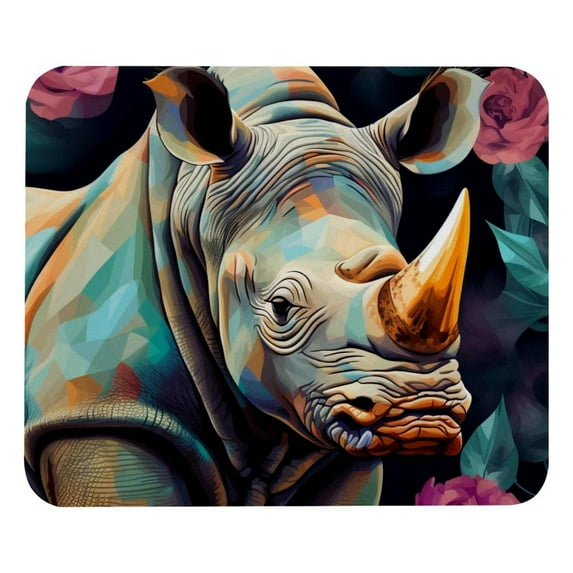 Rhino Square Gaming Mouse Pad Desk Mat, 8.3x9.8 Inch, Non-Slip Rubber Bottom, Printed, Suitable for Office and Gaming
