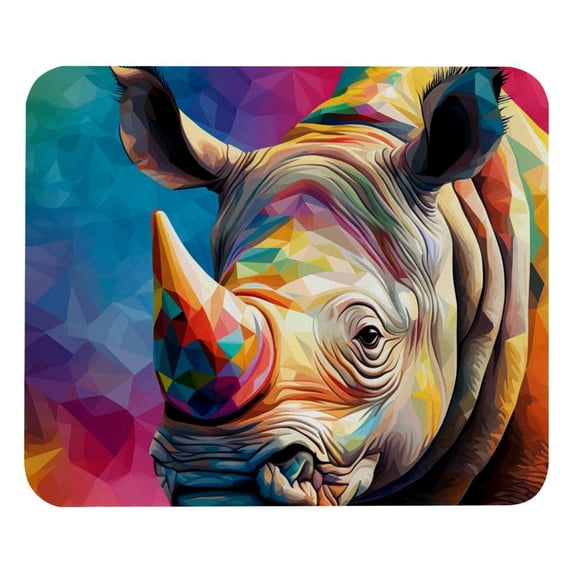 Rhino Square Non-Slip Rubber Bottom Printed Desk Mat Mousepad for Office and Gaming - 8.3x9.8 Inch