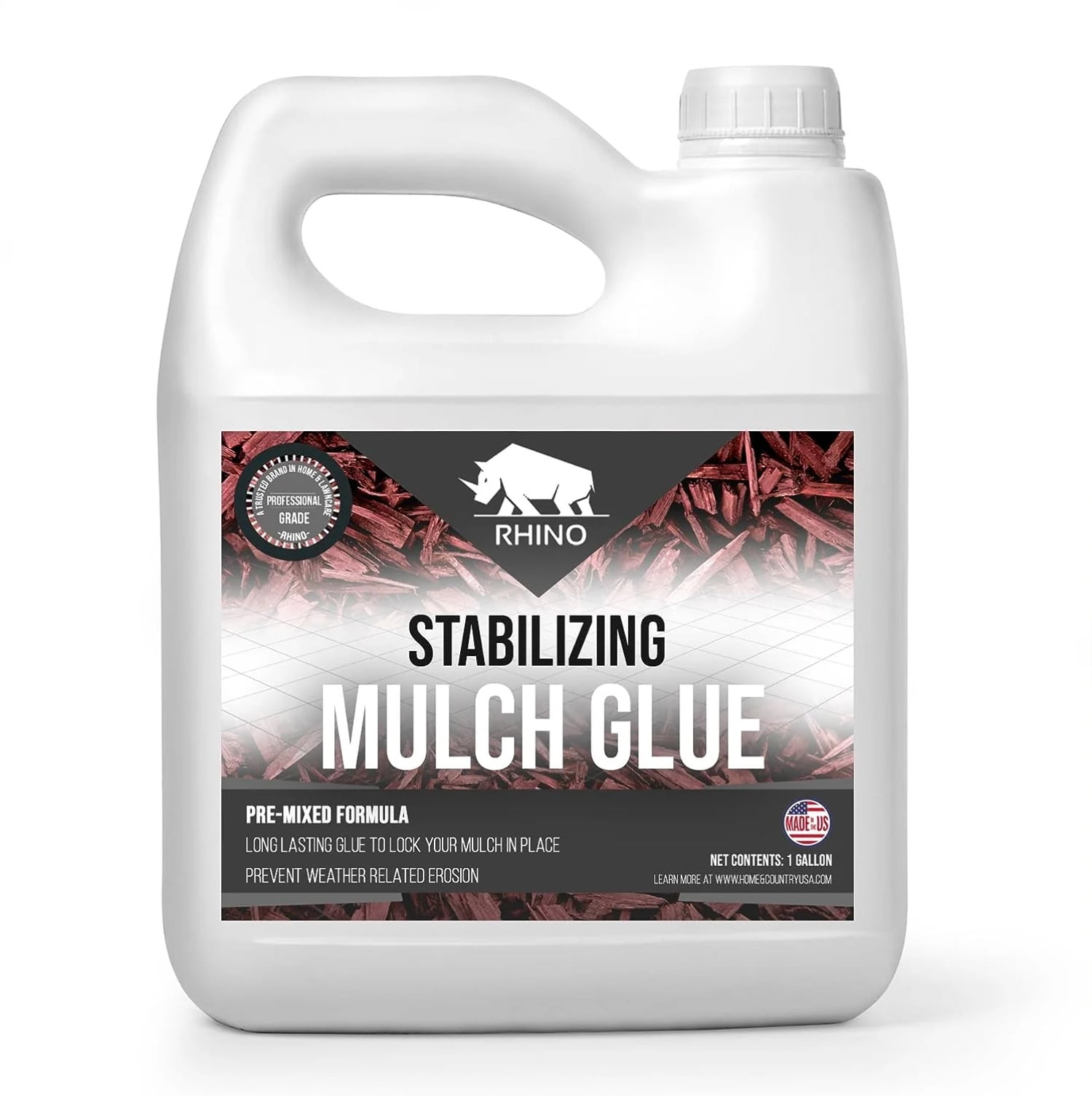 Rhino Mulch Glue Stabilizing Binder for Wood Chips, Bark, Pea Gravel
