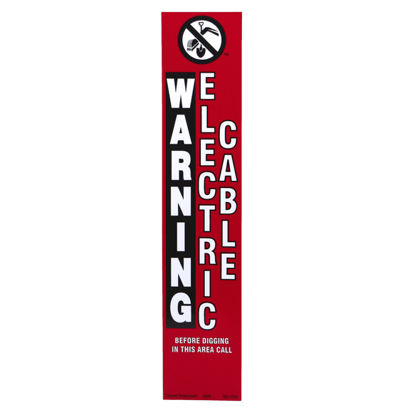 Rhino TriView Marker Post Vinyl Warning Decal: decal-only / 2-7/8 in. x 14-16 in. (Red with WARNING ELECTRIC CABLE printing)