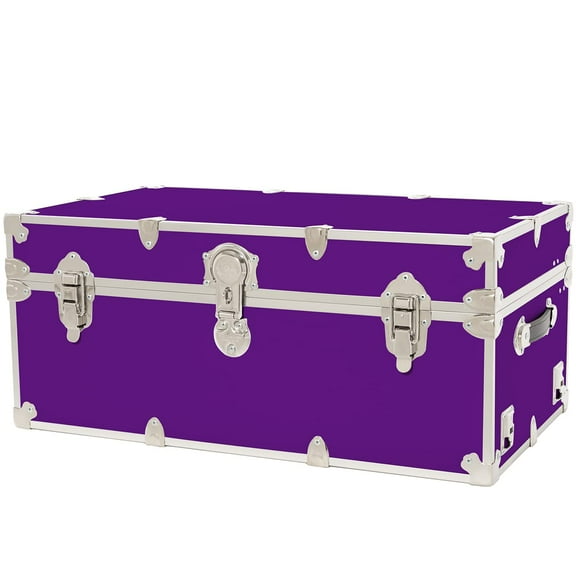 Rhino Trunk & Case Large Leather Embossed Vinyl Trunk, Summer Camp Footlocker, College Dorm Storage Chest, Bench - Strong Sportsman Trunks, 1000+ Pound Sitting Capacity 32"x18"x14" (Purple)