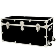 Rhino Trunk And Case Leather Embossed Vinyl Trunk with Removable Wheels XXL Plywood, Black