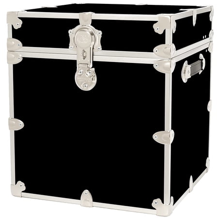 Rhino Trunk & Case Cube Leather Embossed Vinyl Trunk, College, Home & Storage 18"x18"x20" (Black)