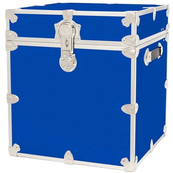 Rhino Trunk & Case Cube Leather Embossed Vinyl Trunk, College, Home & Storage 18"x18"x20" (Royal Blue)