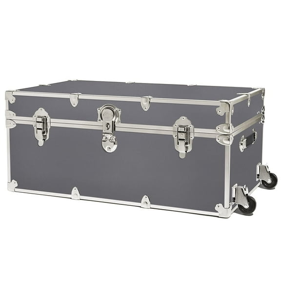 Rhino Trunk & Case Large Armor Trunk with Removable Wheels, Summer Camp, College, Storage 32"x18"x14" (Slate)
