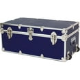 thumbnail image 1 of Rhino Trunk & Case Large Essential Summer Camp Trunk with Wheels - Camping Storage Chest - Ideal Footlocker for Campers - Strong 1000+ Pound Sitting Capacity Trunks 32"x18"x14" (Navy Blue), 1 of 9