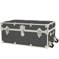 thumbnail image 1 of Rhino Trunk & Case Large Leather Embossed Vinyl Trunk With Removable Wheels, Summer Camp Footlocker, College Dorm Storage Chest, Sportsman Trunks - Seats 1000+ lbs. On Top 32"x18"x14" (Slate), 1 of 9