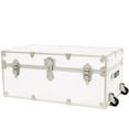 thumbnail image 1 of Rhino Trunk & Case Large Leather Embossed Vinyl Trunk With Removable Wheels, Summer Camp Footlocker, College Dorm Storage Chest, Sportsman Trunks - Seats 1000+ lbs. On Top 32"x18"x14" (White), 1 of 9