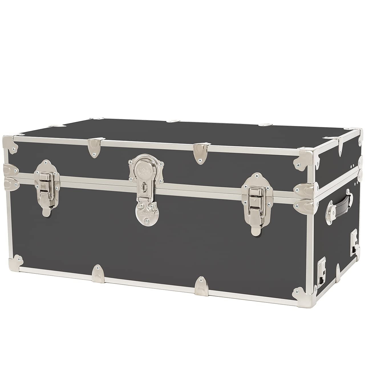 Slate Leather Embossed Vinyl Trunk with Nickel Hardware, 32" x 18" x 14"