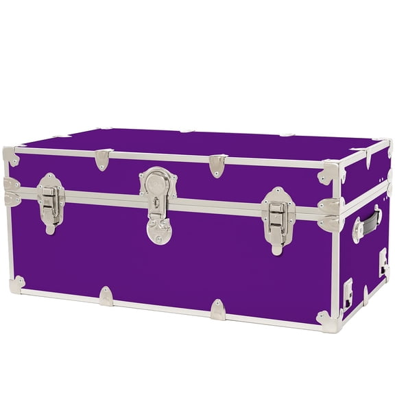 Rhino Trunk & Case Large Leather Embossed Vinyl Trunk, Summer Camp Footlocker, College Dorm Storage Chest, Bench - Strong Sportsman Trunks, 1000+ Pound Sitting Capacity 32"x18"x14" (Purple)