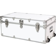 Rhino Trunk & Case Small Essential College Trunk with Wheels - Secure Dorm Storage Chest - Ideal Footlocker for Students - Strong Trunks with 1000+ Pound Sitting Capacity 30"x17"x13" White