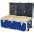 thumbnail image 1 of Rhino Trunk & Case Small Essential Summer Camp Trunk with Wheels, Tray & Lid Organizer, Camping Footlocker Storage Chest, Strong 1000+ Pound Sitting Capacity Campers Trunks 30"x17"x13" (Royal Blue), 1 of 5