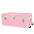 thumbnail image 1 of Rhino Trunk & Case XL Leather Embossed Vinyl Trunk with Removable Wheels, Summer Camp, College, Storage 34"x20"x15" (Pink), 1 of 9