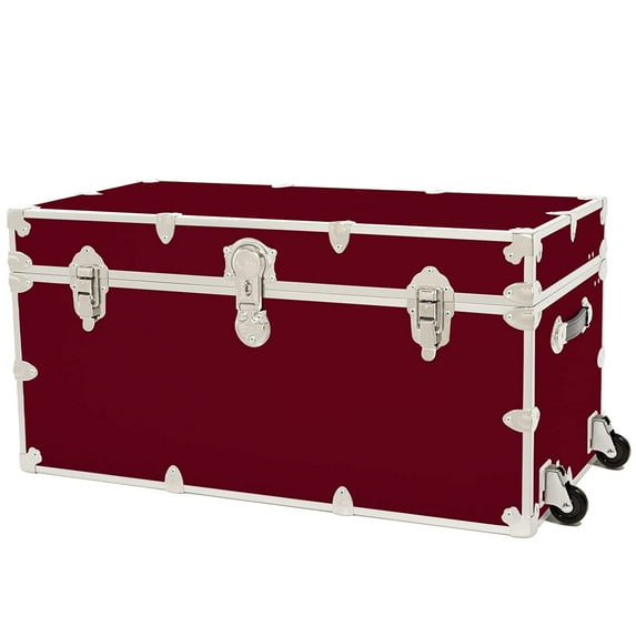 Rhino Trunk & Case XXL Armor Trunk with Removable Wheels, College, Home & Office Storage 36"x18"x18" (Wine)