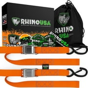 Rhino USA 1.5" x 8' Cambuckle Tie-Down Straps (2-Pack) - 3,328lbs Break Strength (2.5in H, 3 lb)